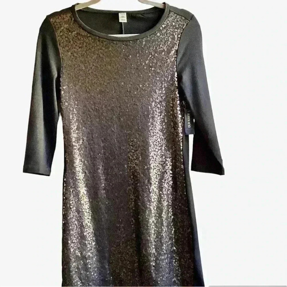 Old Navy Sequins Front 3/4 length Sleeve Gray Shift Dress size XS - Picture 1 of 3